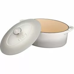 Denby Natural Canvas Gietijzeren Pot Ovaal Ø28 Cm, Wit -Potten & pannen Winkel denby gietijzeren pot ovaal 28 cm 1