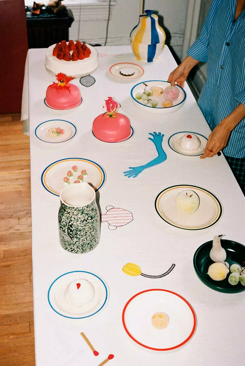 Hay Sobremesa Stripe Koekjestrommel Blauw/Geel 5 Hay Sobremesa Stripe Koekjestrommel Blauw/Geel - Afbeelding 3