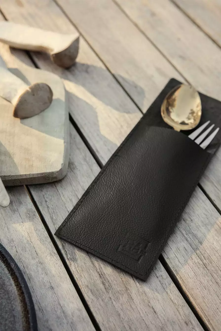 Juna Raw Cutlery Pocket 2pcs, Brown 5 Juna Raw Cutlery Pocket 2pcs, Brown - Afbeelding 3