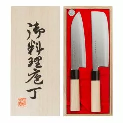 Satake Houcho Knife Set Santuko & Vegetable Chopping Knife 17 Cm -Potten & pannen Winkel satake houcho knife set 3pcs 16