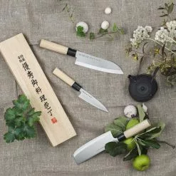 Satake Houcho Knife Set Santuko 17 Cm & Paring Knife 12 Cm -Potten & pannen Winkel satake houcho knife set 3pcs 18