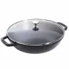 Staub Small Wok In Cast Iron With Glass Lid, Black -Potten & pannen Winkel staub small wok in cast iron with glass lid black 0